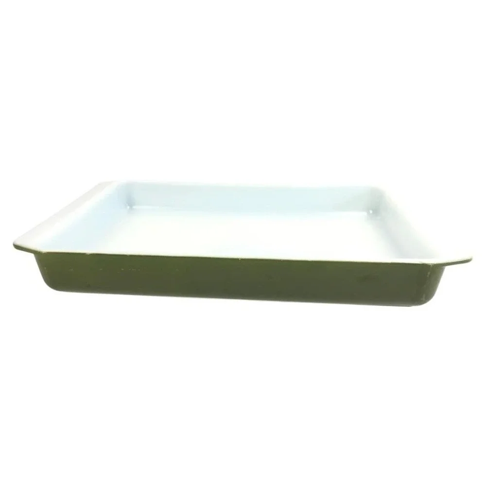 Vintage Pyrex 933 Verde Olive Green Lasagna Baker 13.5 x 8.75 Rectangular Dish